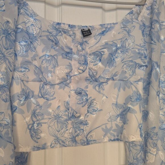 Shein blue and white blouse - small - Picture 3 of 5